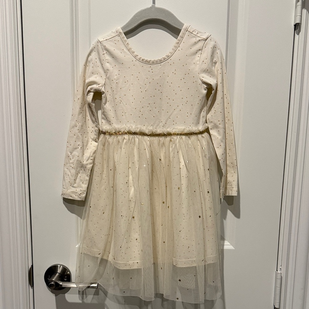 Hanna Andersson Cream Sparkle Kids Dress